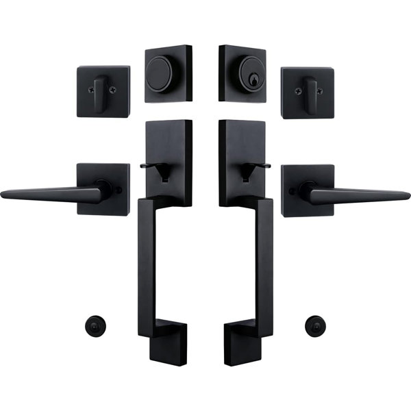 NEWBANG Iron Black Double Door Handle Set For Front Entry Door